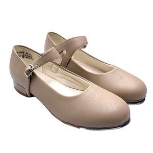 Award Mary Jane Tap Dancing Shoes Tan Girls Size 1 M New with Defects 686T